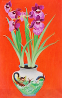 Orchid on red 28x18